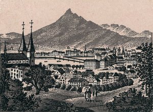 Svizzera: vista della città di Lucerna in "Il mondo illustra 168 vedute" da Unknown artist