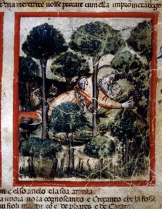 Tamar è posseduta da Amnon. Miniatura tratta dal codice 212 (o codice padovano o Bibbia di Padova) 1390-1400 Rovigo, Accademia dei Concordi