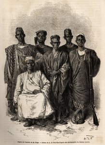 La scorta africana di Mage, tenente di nave, inviato in missione in Niger. Incisione per illustrare la storia del viaggio del tenente Mage nel Sudan occidentale tra il 1863 e il 1866, pubblicato in "Le tour du monde, nouveau journal des voyages", a cura di da Unknown artist