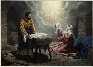 La nascita di Cristo. Incisione anonima della metà del XIX secolo. da Unknown artist