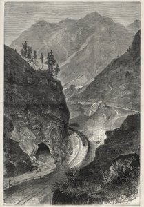La ferrovia del Brennero verso il Tirolo - Incisione del 1867 da Unknown artist