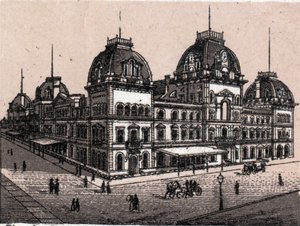 Il Central Depot a New York, USA in "Il mondo illustrato 168 vedute". Non datato (fine XIX secolo) da Unknown artist