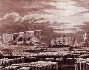 La barca Challenger in mezzo agli iceberg da Unknown artist