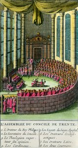 Il Concilio di Trento. Illustrazione con la descrizione dei membri presenti all