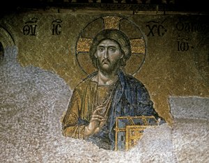 La Deesis. Particolare di Cristo, metà del XII secolo (mosaico)