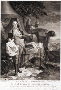 Il generale Washington (1732 - 1799), inciso dopo il dipinto originale appartenente al marchese de la Fayette da Unknown artist