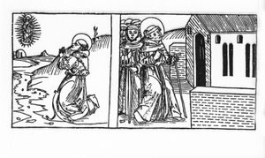 La vita di San Bernardo di Menthon (923 - 1008). Incisione da "Leben der Heiligen - sommerteil" (Il libro dei santi) di Jacobus (Giacomo) da Varagine (1228-1298). Lubecca 1488 da Unknown artist