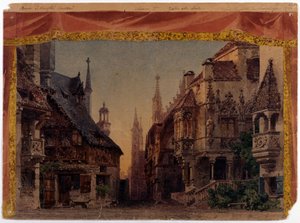 I Maestri Cantori di Norimberga, WWV 96, opera di Richard Wagner creata nel 1868. Scenografia di Ferrario per La Scala di Milano
