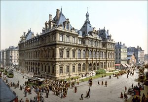 Il Palais de la Bourse a Lione. Fotochrome intorno al 1890 da Unknown artist