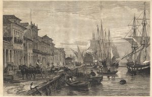 Il molo di Boa Vista a San Pedro de Rio Grande do Sul, un porto del Brasile - Incisione da 