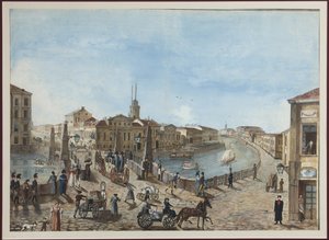 Il Ponte Rosso sul fiume Moika a San Pietroburgo