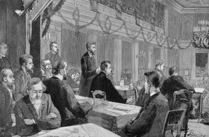 Il Congresso Socialista di Halle (Sassonia) nel 1890 alla presenza di August Bebel da Unknown artist