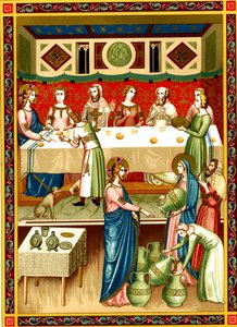 Il banchetto di nozze a Cana, Miniatura da un manoscritto del XIV secolo da Unknown artist