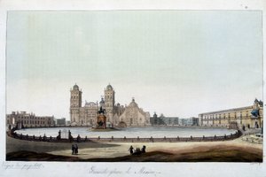 Lo Zocalo: La grande piazza di Città del Messico. In "Il vecchio e moderno costume" da Unknown artist