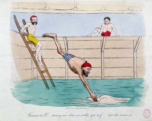 Il bagno: caricatura dei bagni pubblici (piscine) a Parigi - XIX secolo, Carnavalet da Unknown artist