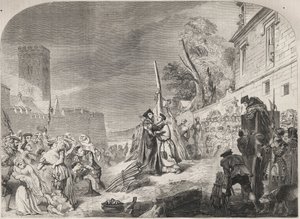 Il rogo dei vescovi Nicholas Ridley e Hugh Latimer vicino ai cancelli del Balliol College, Oxford, Inghilterra da Unknown artist