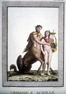 Il centauro Chirone e Achille - in Dizionario mitologico da Unknown artist