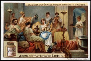 Il secolo di Pericle (495-429 a.C.): banchetto di Pericle e Aspasia (470-400 a.C.) da Unknown artist