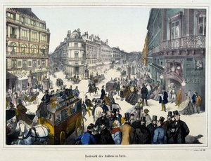 La folla sul boulevard des Italiens - incisione da Unknown artist