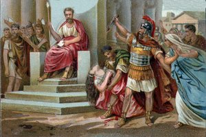 La morte di Virginia nel 449 a.C., Appio Claudio, decemviro sotto la Repubblica di Roma, reclama Virginia (Verginia), figlia del Centurione Virginius (Verginius) di cui è innamorato, come sua schiava. Abusando del suo potere, la fa arrestare da Unknown artist