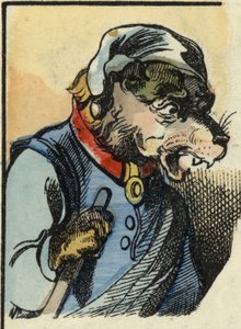 Il cane Medor. Illustrazione della fiaba "Bon medor e Piccola Capretta". In "Fiabe dalla casa per i piccoli". Incisione anonima del XIX secolo da Unknown artist