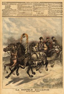 La doppia alleanza tra la Russia di Alessandro III (1815-1894) e la Francia. Incisione in “Le petit journal” 16/10/1893. Collezione Selva da Unknown artist