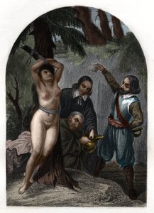 Le dragonnades delle Cevenne sotto Luigi XIV (1643-1715), persecuzione dei protestanti. Incisione del 1842 in "Histoire des popes" di Maurice Lachatre. Collezione privata