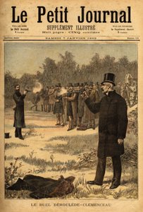 Il duello con la pistola (vietato in Francia dal 1626) tra i deputati Paul Deroulede (1846-1914) e Georges Clemenceau (1841-1929), senza danni. Incisione in 