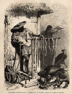 Il banco di un macellaio nei sobborghi di Santa Marta (Colombia), incisione per illustrare il viaggio nelle valli di Quinquinas, di Paul Marcoy, 1849-1861 da Unknown artist
