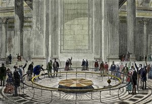 La famosa esperienza del Pendolo di Leon Foucault nel 1851 che dimostra la rotazione della Terra al Pantheon di Parigi da Unknown artist