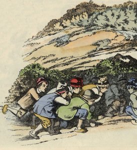 I fratelli di Pollicino si nascondono in una roccia cava per sfuggire all