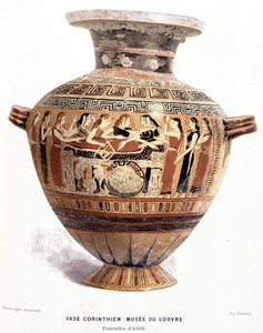 Il funerale di Achille - vaso corinzio del Museo del Louvre, in "Histoire des Grecs" di Victor Duruy da Unknown artist