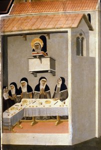 Le buone sorelle mangiano pesce. XIII secolo.