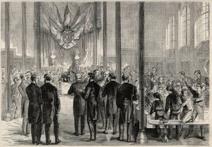 Il principe imperiale Eugenio Luigi Giuseppe (1856-1879) assiste al banchetto di San Carlo Magno a Parigi, al Liceo Bonaparte (poi Liceo Condorcet). Incisione in "L