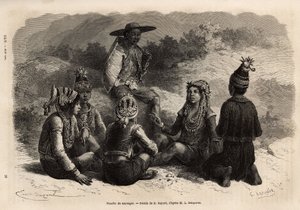 La popolazione indigena di Xieng Hong (Laos), incisione per illustrare il viaggio di esplorazione in Indocina, di Francis Garnier, 1866-1868 da Unknown artist