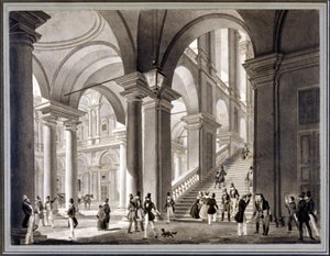 La grande scala di Brera. Acquatinta di Giovanni Migliara, circa 1820