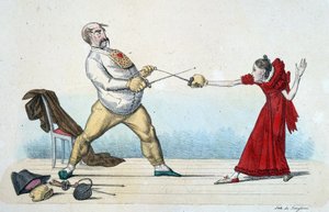 La lezione di scherma: come raddrizzare la taglia dei giovani e prevenire incidenti - XIX secolo, Museo Carnavalet da Unknown artist