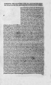 Le vite degli uomini illustri. Pagina del libro di Plutarco di Cheronea, anche chiamato "Vite Parallele". 1495. da Unknown artist