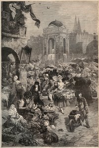 Il mercato e la fontana degli Innocenti, Parigi nel XVIII secolo - incisione del XIX secolo da Unknown artist