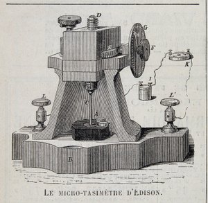 Il micro-tasimetrio di Edison - incisione, fine XIX secolo