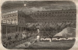 Il cannone di mezzogiorno (cannone solare) al Palais Royal (Palais-Royal) a Parigi. Incisione del 1857 in "Il Museo delle Scienze" da Unknown artist