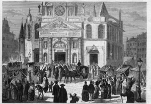 La novena di Santa Genoveffa nella chiesa di Saint Etienne du Mont (Saint-Etienne-du-Mont) a Parigi. da Unknown artist