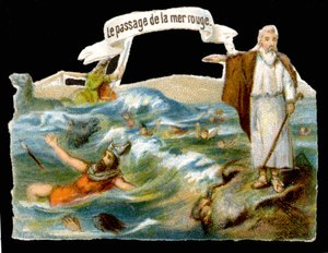 Il passaggio del Mar Rosso (Mosè) - Cromolitografia del XIX secolo da Unknown artist