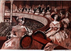 Il pubblico in un balcone al teatro da Unknown artist