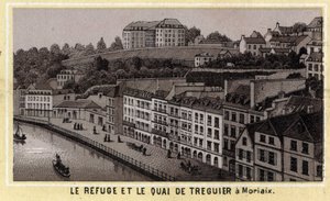 Il rifugio e il molo di Tréguier a Morlaix (Finistère, Bretagna). Cromolitografia della fine del XIX secolo
