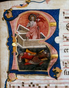 La resurrezione di Cristo, miniatura da un corale su pergamena da Unknown artist