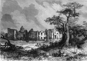 Le rovine del Castello di Mailleraye vicino a Parthenay, dipartimento dei Deux-Sèvres della regione Poitou-Charentes. Incisione in 