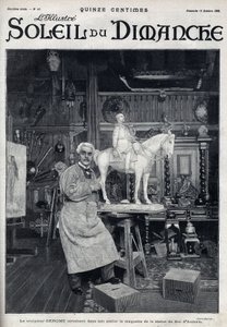 Lo scultore Jean Leon (Jean-Leon) Gerome (1824-1904) termina nel suo studio il modello della statua del Duca d