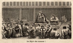 Le fasi della giustizia: il deposito delle accuse, tutte raccolte pêle-mêle nella stessa cella, spesso per lungo tempo, i detenuti possono ottenere più comfort, per esempio, due prigionieri hanno ottenuto stuoie che permettono loro di sollevarsi dal pavime da Unknown artist
