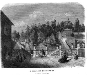 La scala delle serre nel giardino delle piante a Parigi nel 1858.
